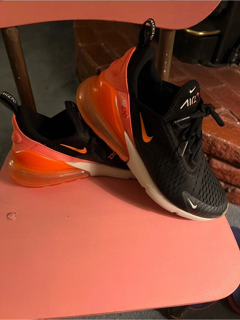 Nike Air 270 Kids Black with Orange Accents Sneakers